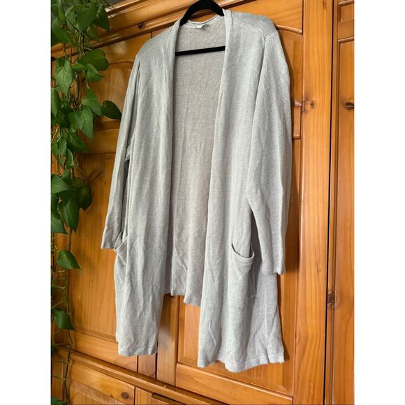 J. Jill Women’s Open Front Linen Blend Cardigan Sweater Gray 3X - Picture 4 of 10